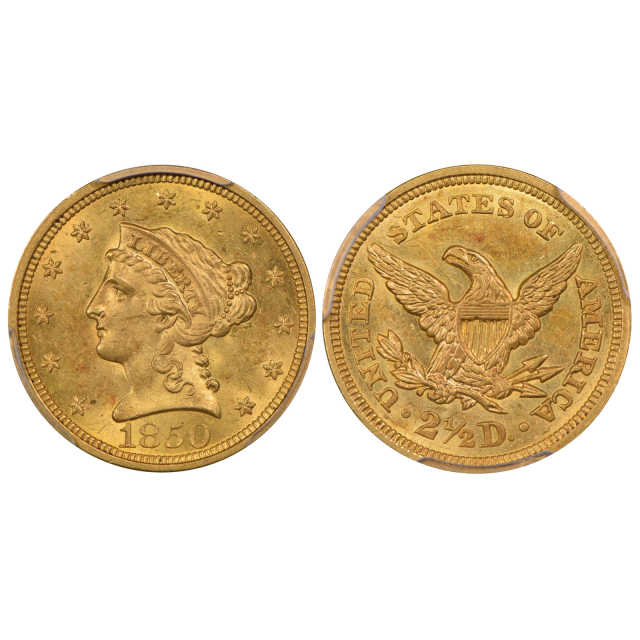 1850 $2.50 Liberty Head Quarter Eagle PCGS MS63